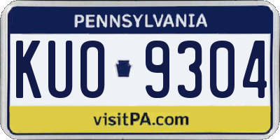 PA license plate KUO9304