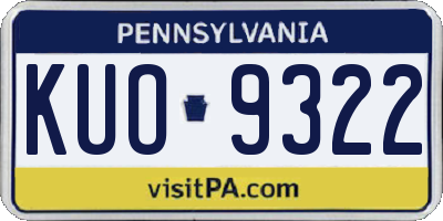 PA license plate KUO9322