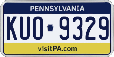 PA license plate KUO9329