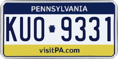PA license plate KUO9331