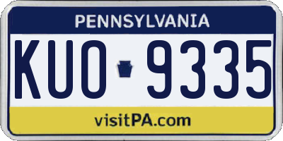 PA license plate KUO9335