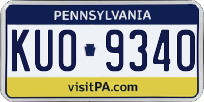 PA license plate KUO9340