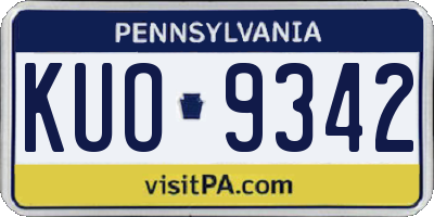 PA license plate KUO9342