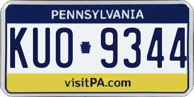 PA license plate KUO9344