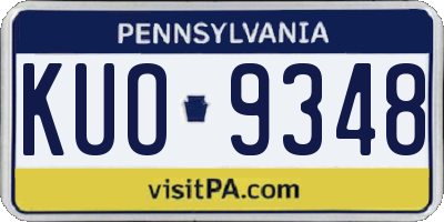 PA license plate KUO9348
