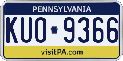 PA license plate KUO9366