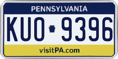 PA license plate KUO9396