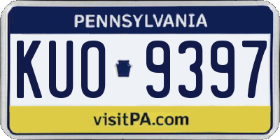 PA license plate KUO9397