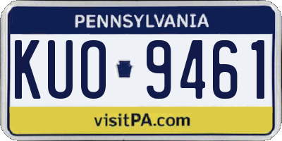 PA license plate KUO9461