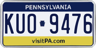 PA license plate KUO9476