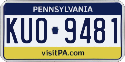 PA license plate KUO9481