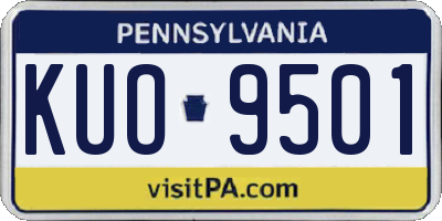 PA license plate KUO9501