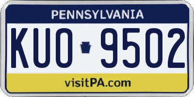 PA license plate KUO9502