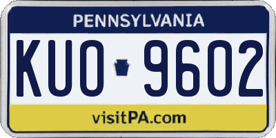 PA license plate KUO9602
