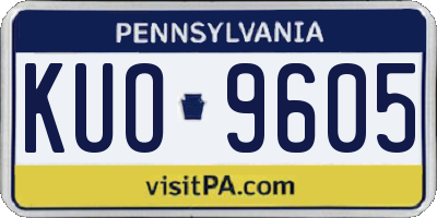 PA license plate KUO9605