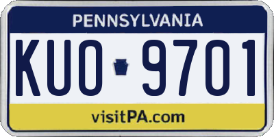 PA license plate KUO9701