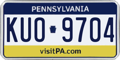 PA license plate KUO9704
