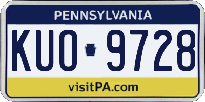 PA license plate KUO9728