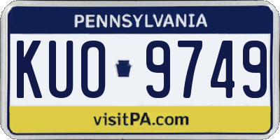PA license plate KUO9749