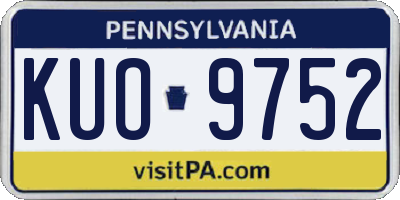PA license plate KUO9752