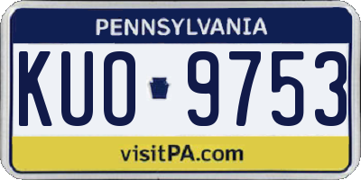 PA license plate KUO9753