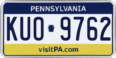 PA license plate KUO9762