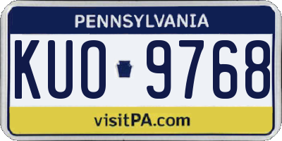 PA license plate KUO9768