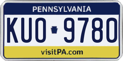 PA license plate KUO9780