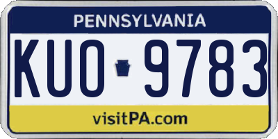 PA license plate KUO9783