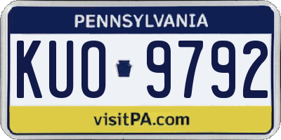 PA license plate KUO9792