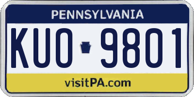 PA license plate KUO9801