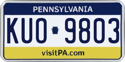 PA license plate KUO9803