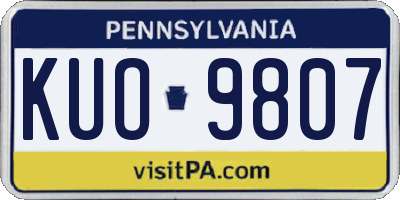 PA license plate KUO9807