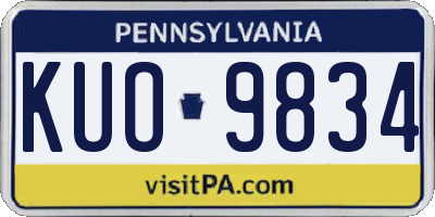 PA license plate KUO9834