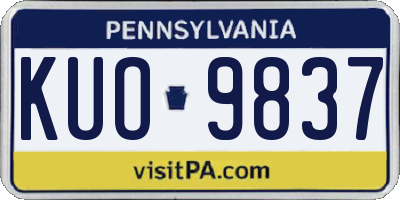 PA license plate KUO9837