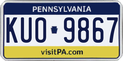 PA license plate KUO9867