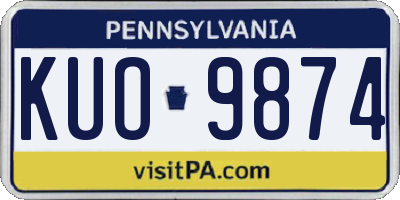 PA license plate KUO9874