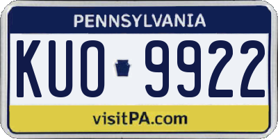 PA license plate KUO9922