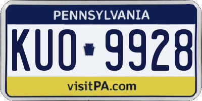 PA license plate KUO9928