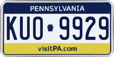 PA license plate KUO9929
