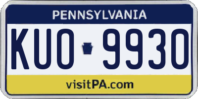 PA license plate KUO9930