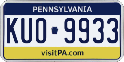 PA license plate KUO9933