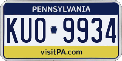 PA license plate KUO9934