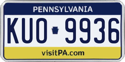PA license plate KUO9936