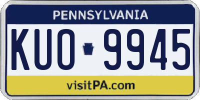PA license plate KUO9945