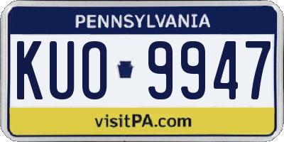 PA license plate KUO9947