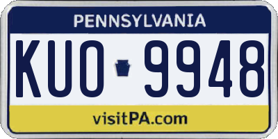 PA license plate KUO9948
