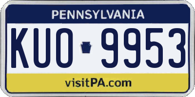 PA license plate KUO9953