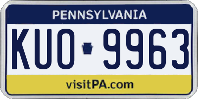 PA license plate KUO9963