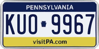 PA license plate KUO9967